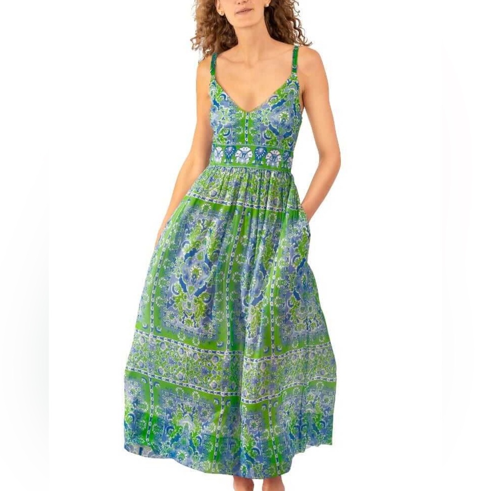 Gretchen Scott Fiesta Midi - Maxi Dress Medium Watteau Blue Green Boho